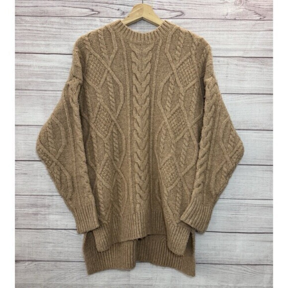 UGG Raelee Tan Wool Blend Cable Knit Sweater Long Sleeve Size SMALL